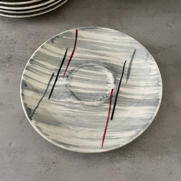 Vintage MCM Hiawatha Prim Rose Atomic Stetson China Six Tea Cups Saucers Sets - Picture 5 of 7